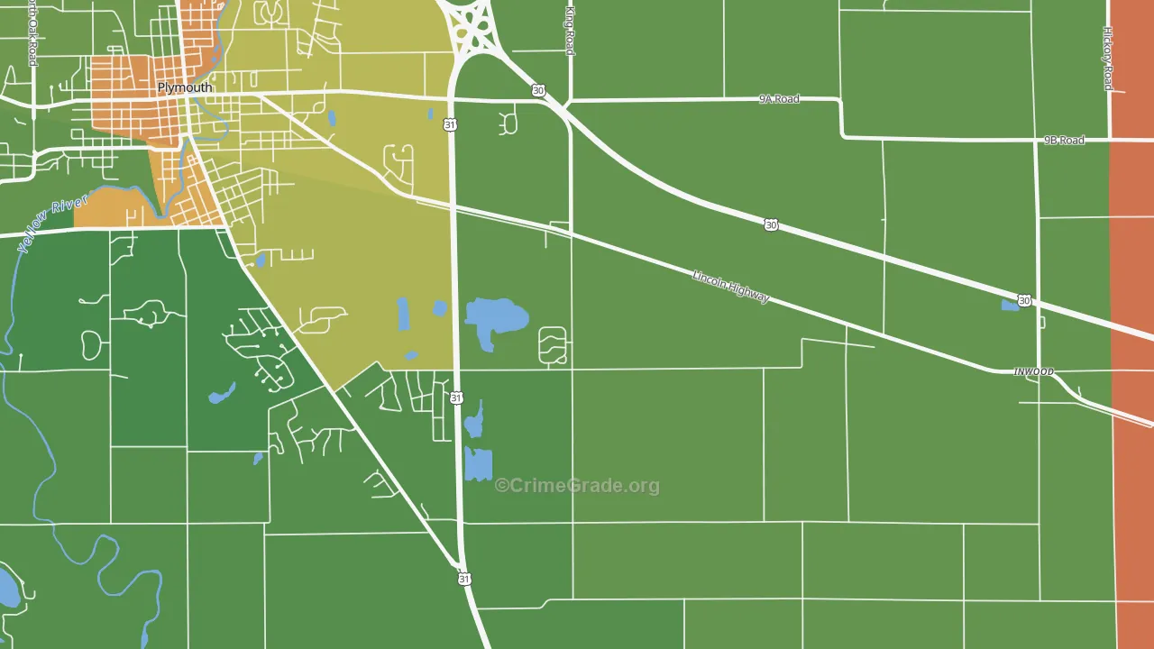 Tyner, IN Map of Murder Rates