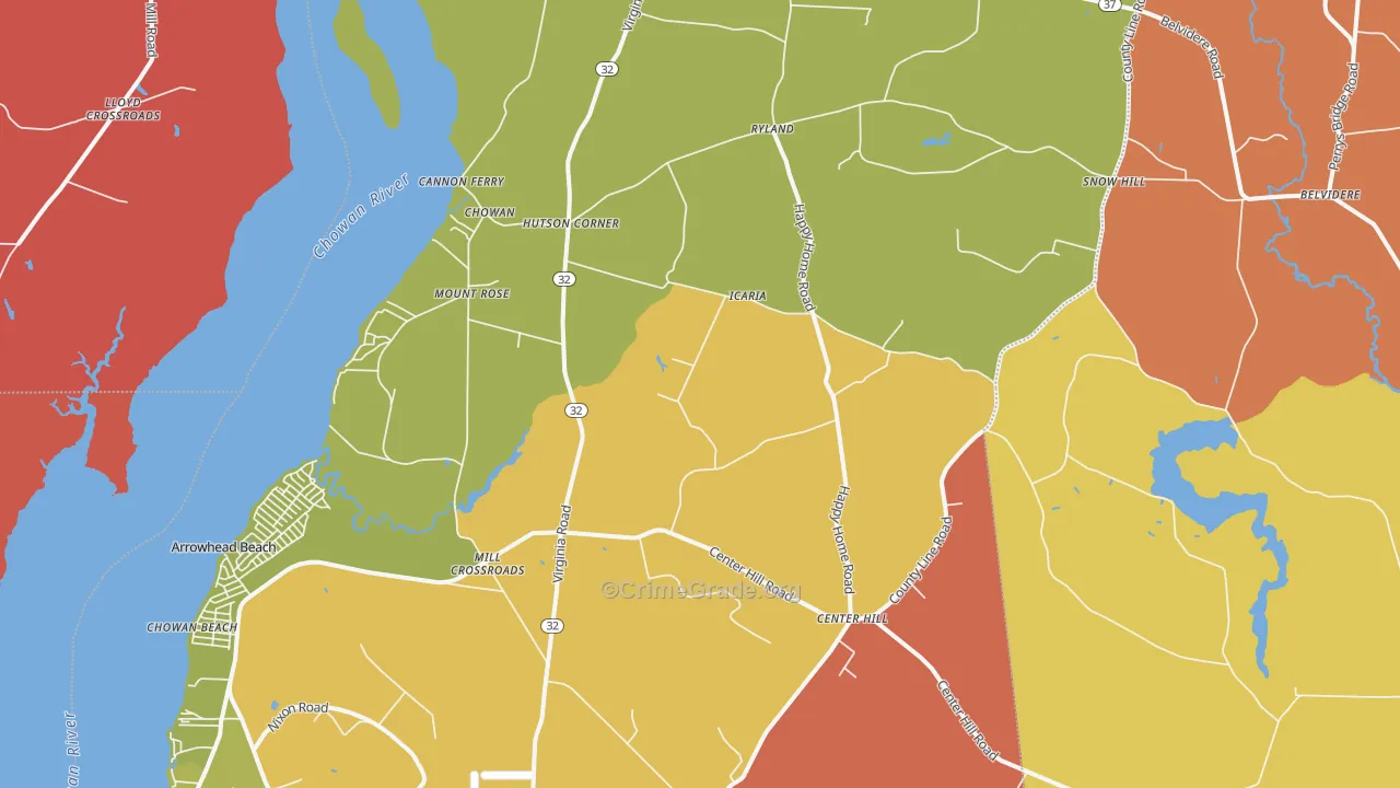 Tyner, NC Map of Murder Rates