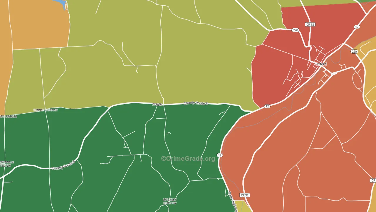 Tyner, NY Map of Murder Rates