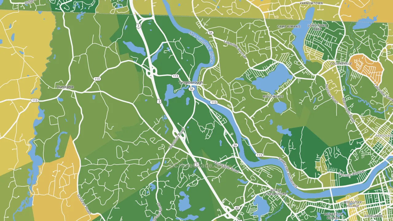 Tyngsboro, MA Map of Murder Rates