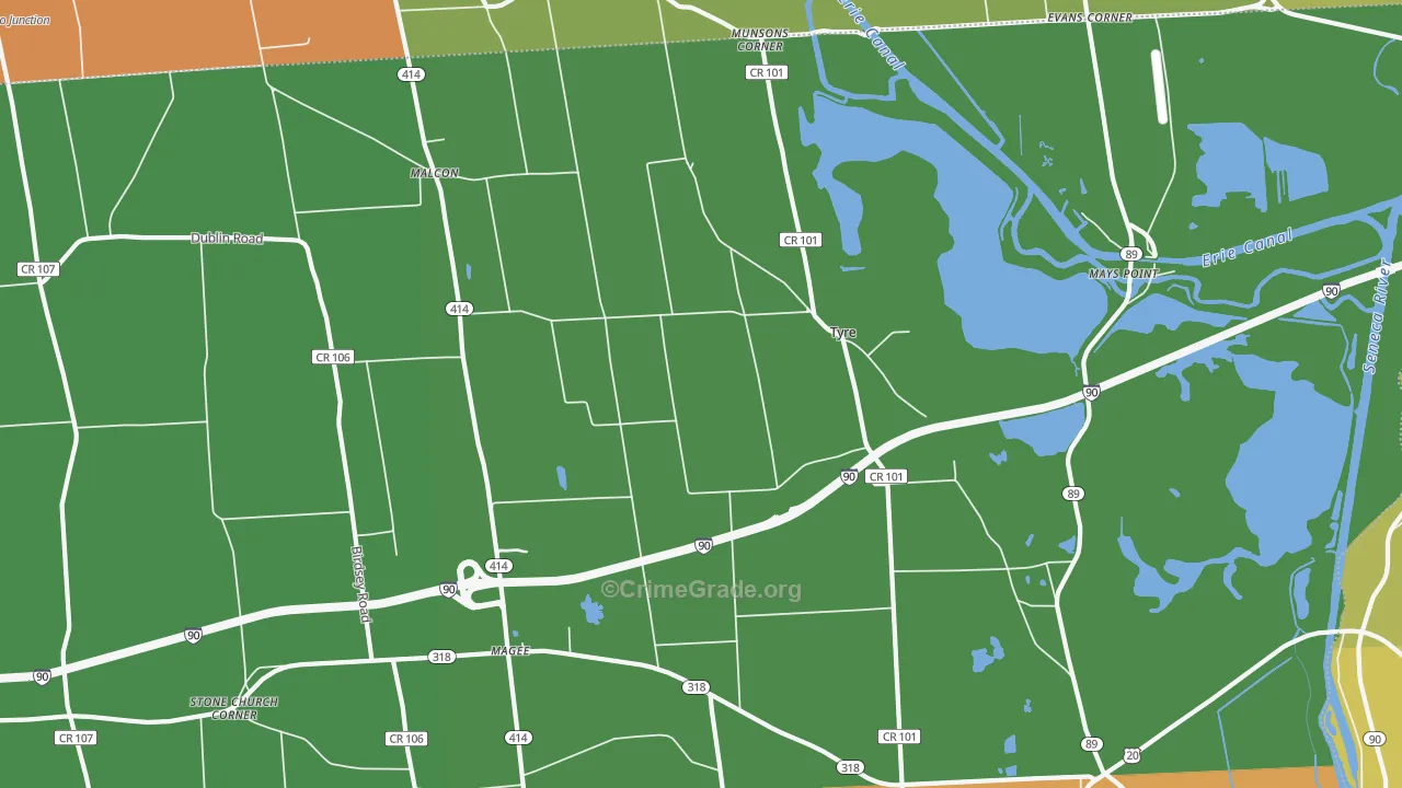 Tyre, NY Map of Murder Rates