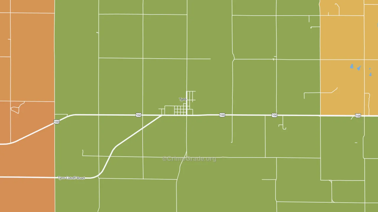 Tyro, KS Map of Murder Rates