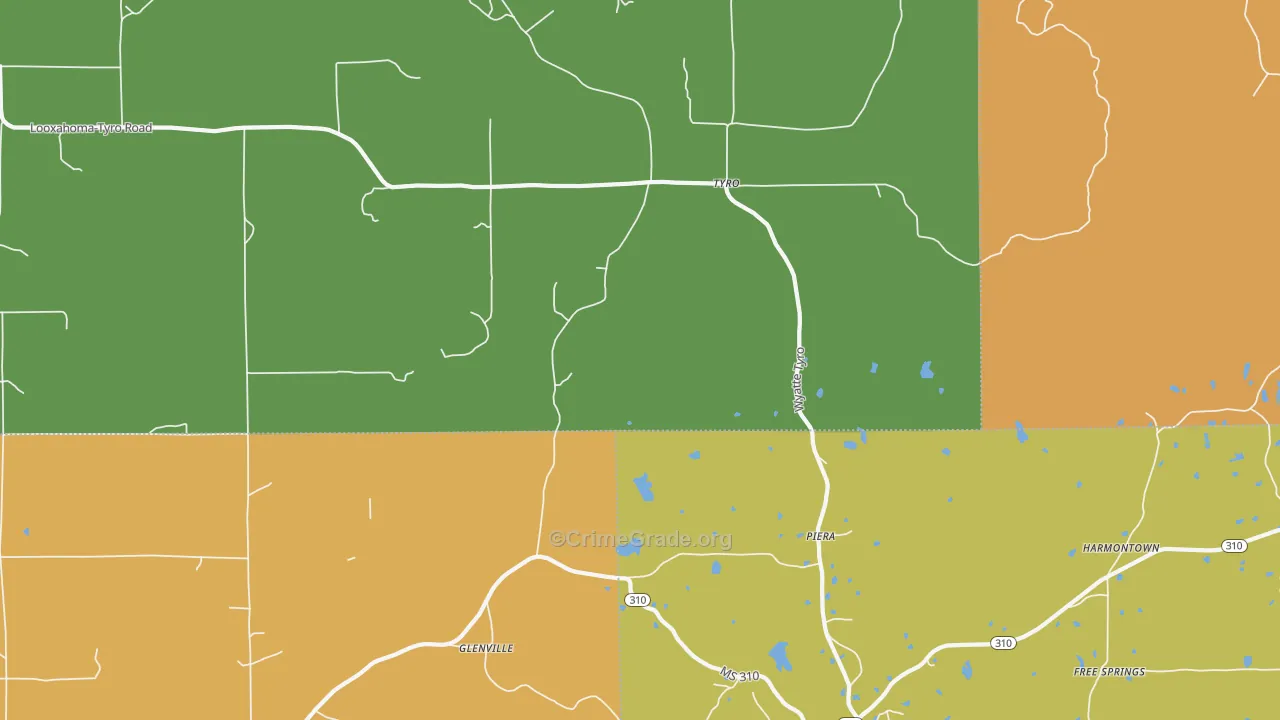 Tyro, MS Map of Murder Rates