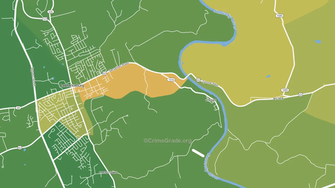 Tyrone, KY Map of Murder Rates