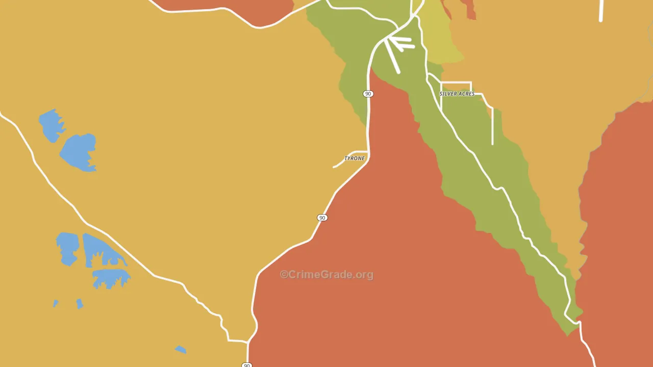 Tyrone, NM Map of Murder Rates