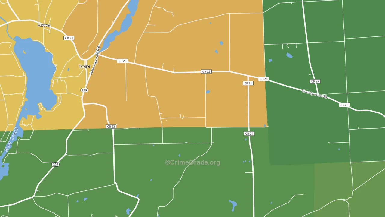 Tyrone, NY Map of Murder Rates
