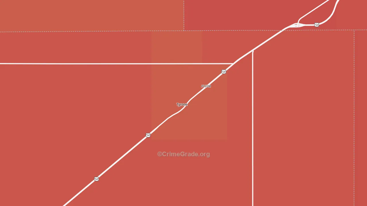 Tyrone, OK Map of Murder Rates
