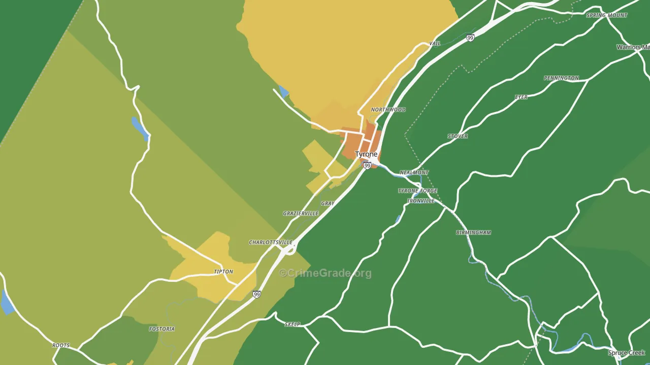 Tyrone, PA Map of Murder Rates