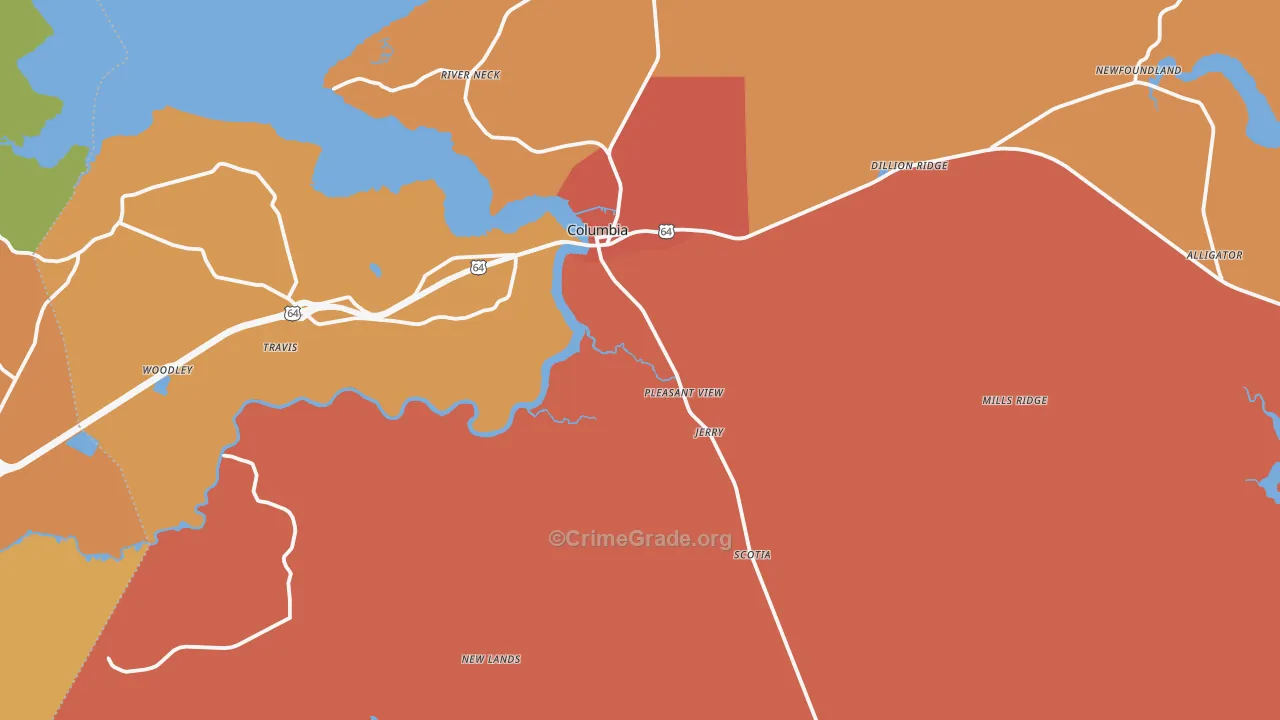 Tyrrell County, NC Map of Murder Rates