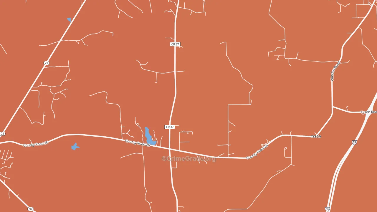 Tyson, AL Map of Murder Rates