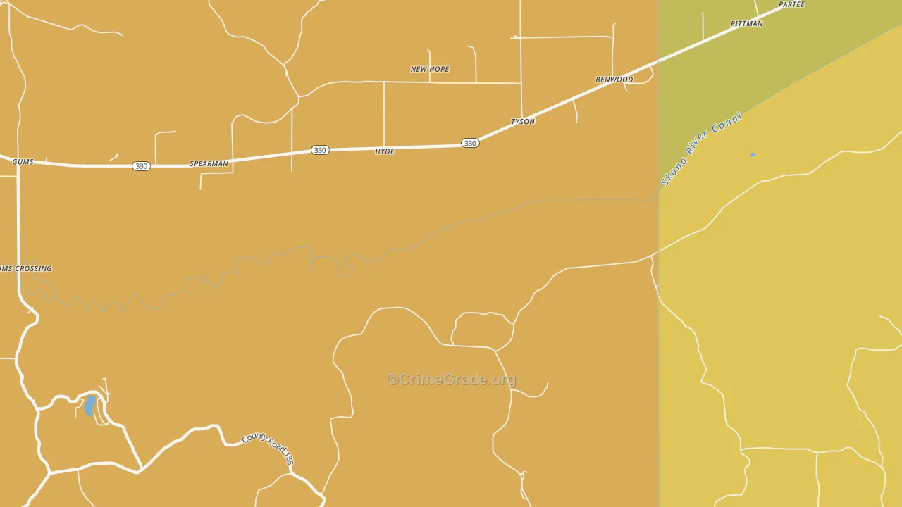 Tyson, MS Map of Murder Rates
