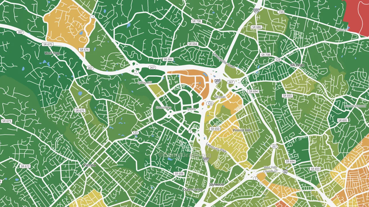 Tysons Corner, VA Map of Murder Rates