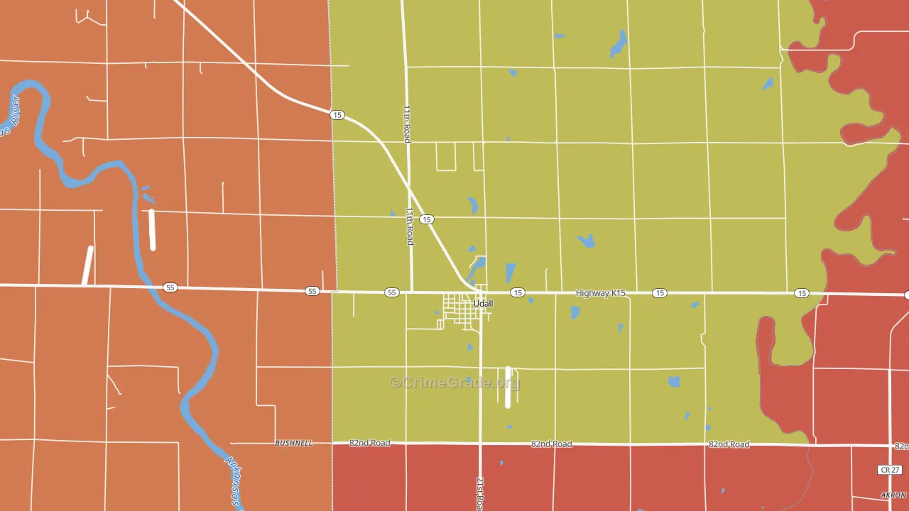 Udall, KS Map of Murder Rates