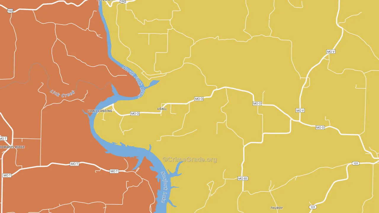 Udall, MO Map of Murder Rates