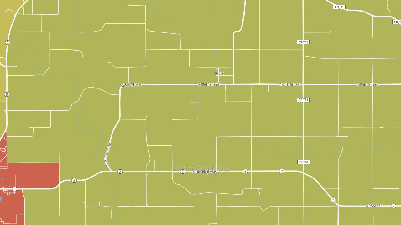 Udell, IA Map of Murder Rates