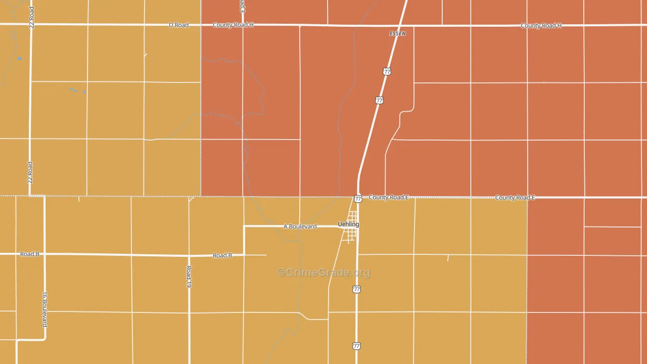 Uehling, NE Map of Murder Rates