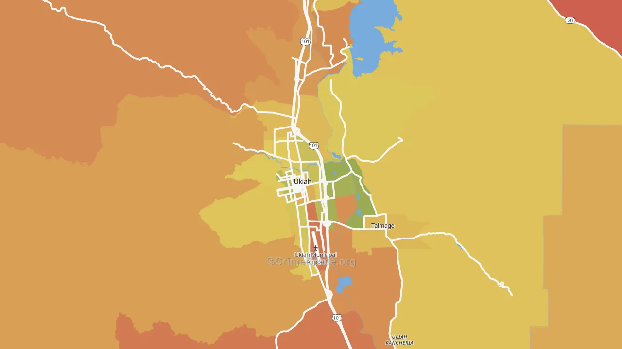 Ukiah, CA Map of Murder Rates