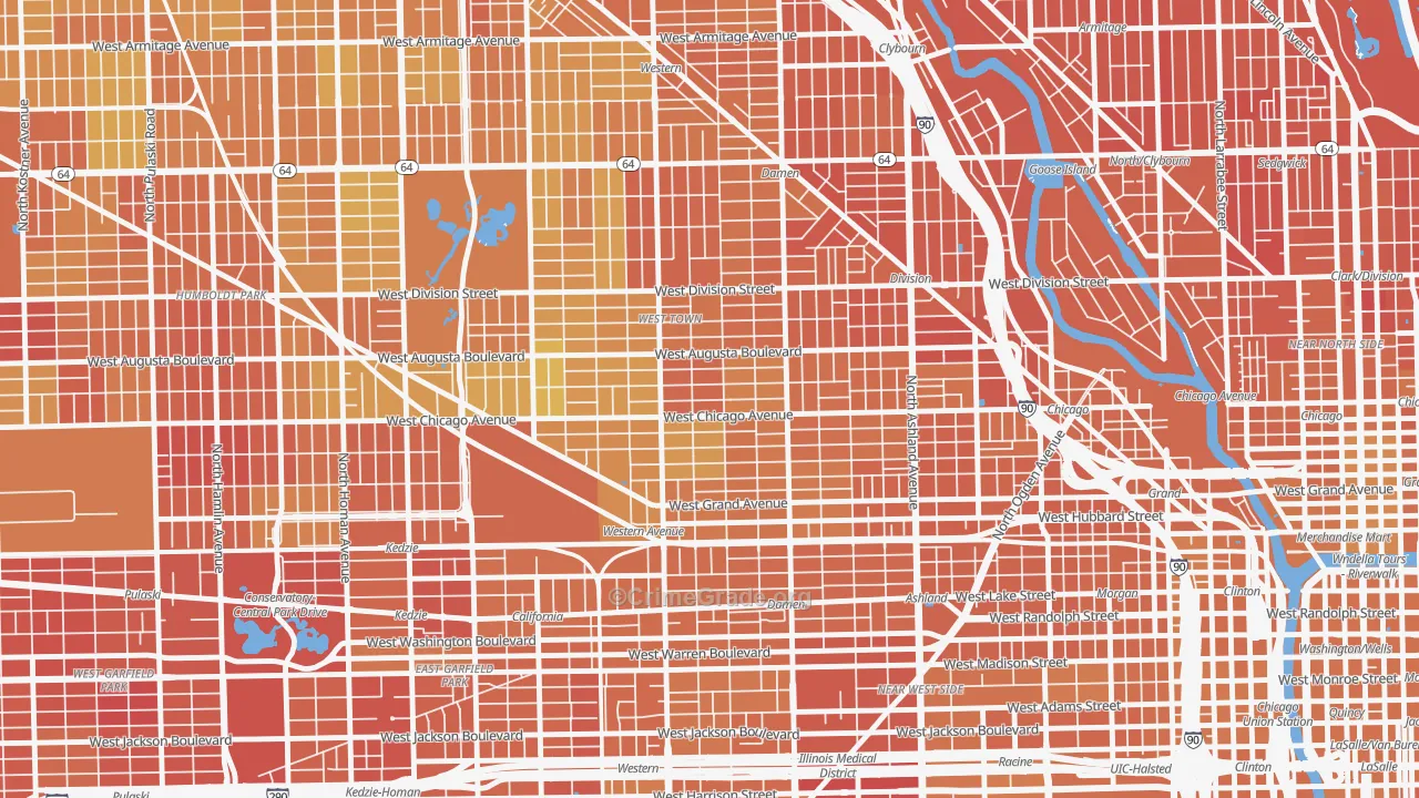 Ukrainian Village, Chicago, IL Map of Murder Rates