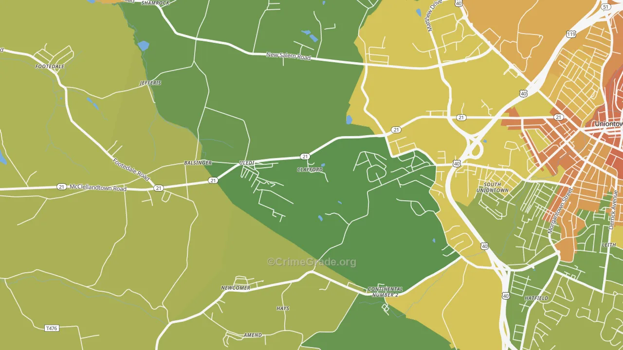 Uledi, PA Map of Murder Rates