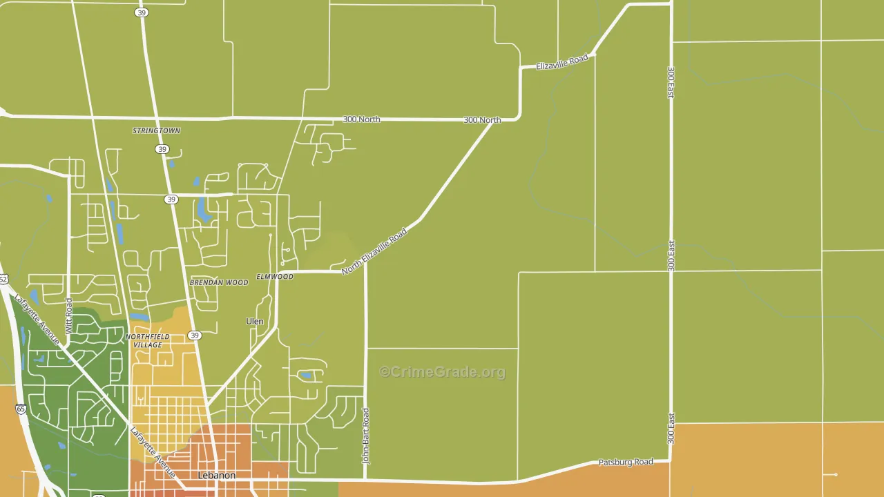 Ulen, IN Map of Murder Rates
