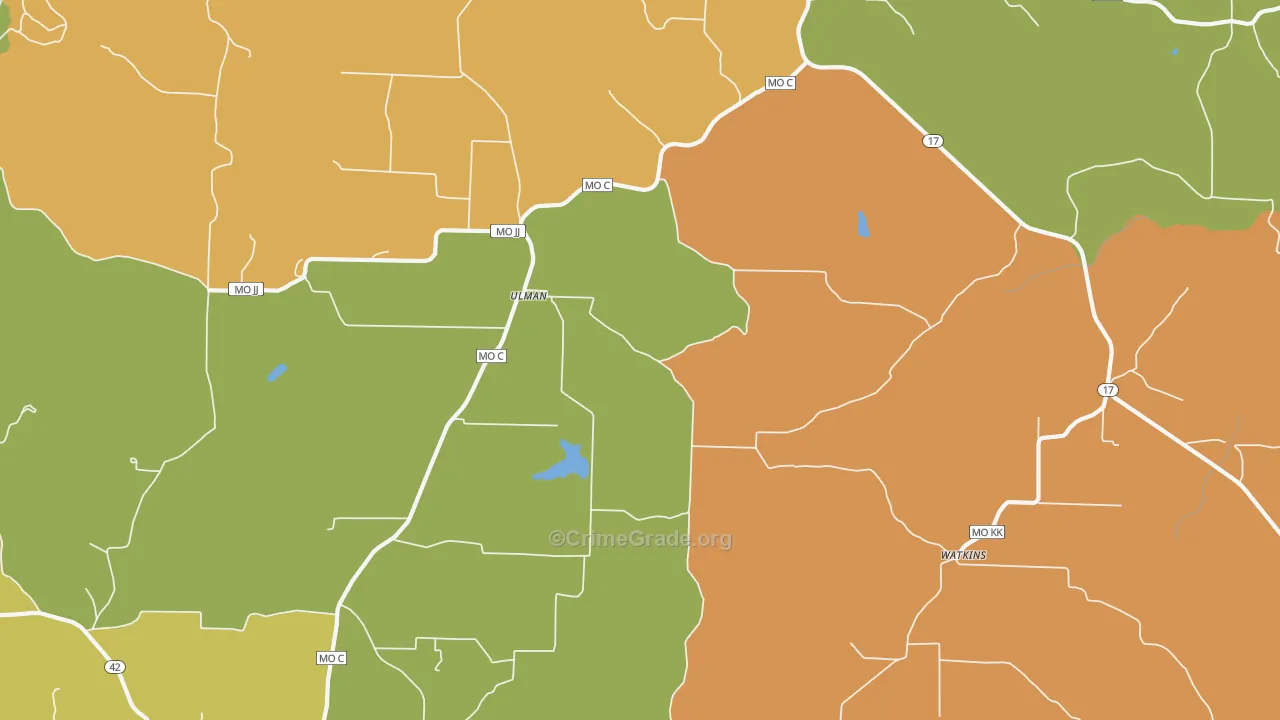 Ulman, MO Map of Murder Rates
