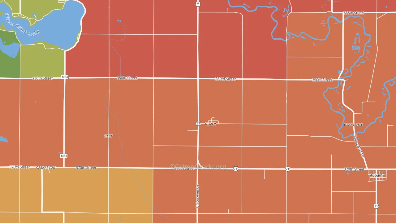 Ulmer, IA Map of Murder Rates