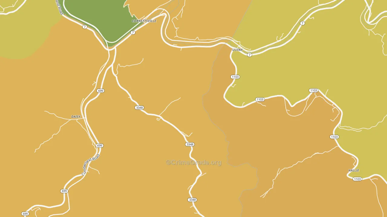 Ulvah, KY Map of Murder Rates