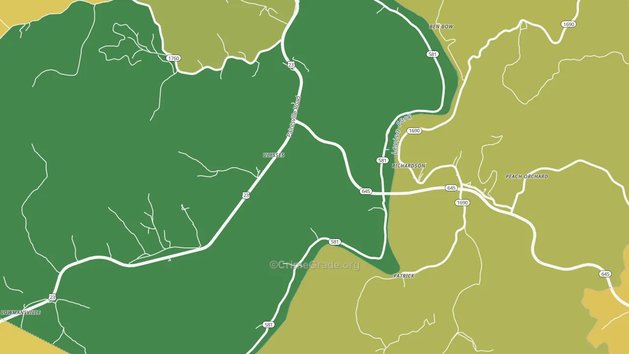 Ulysses, KY Map of Murder Rates