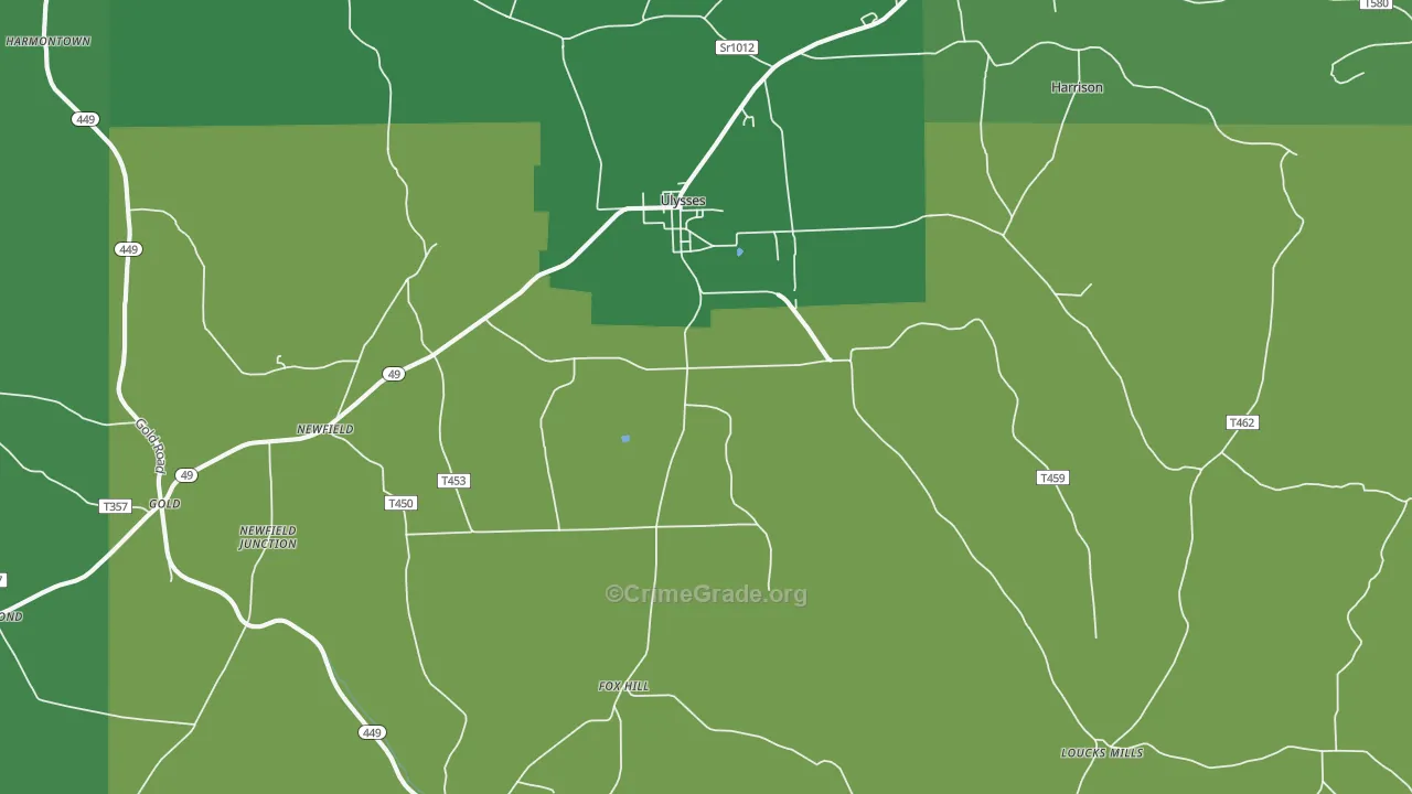 Ulysses, PA Map of Murder Rates