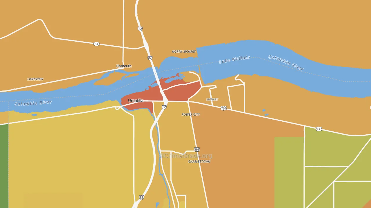 Umatilla, OR Map of Murder Rates