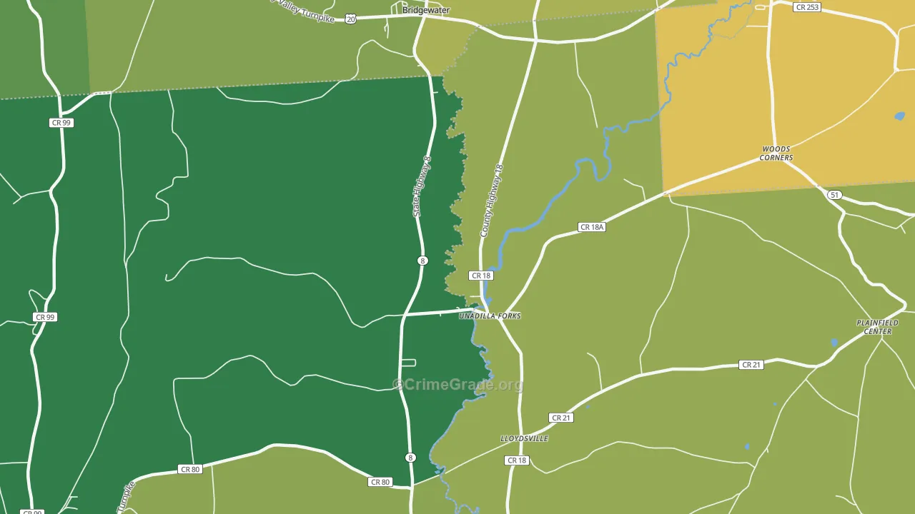 Unadilla Forks, NY Map of Murder Rates