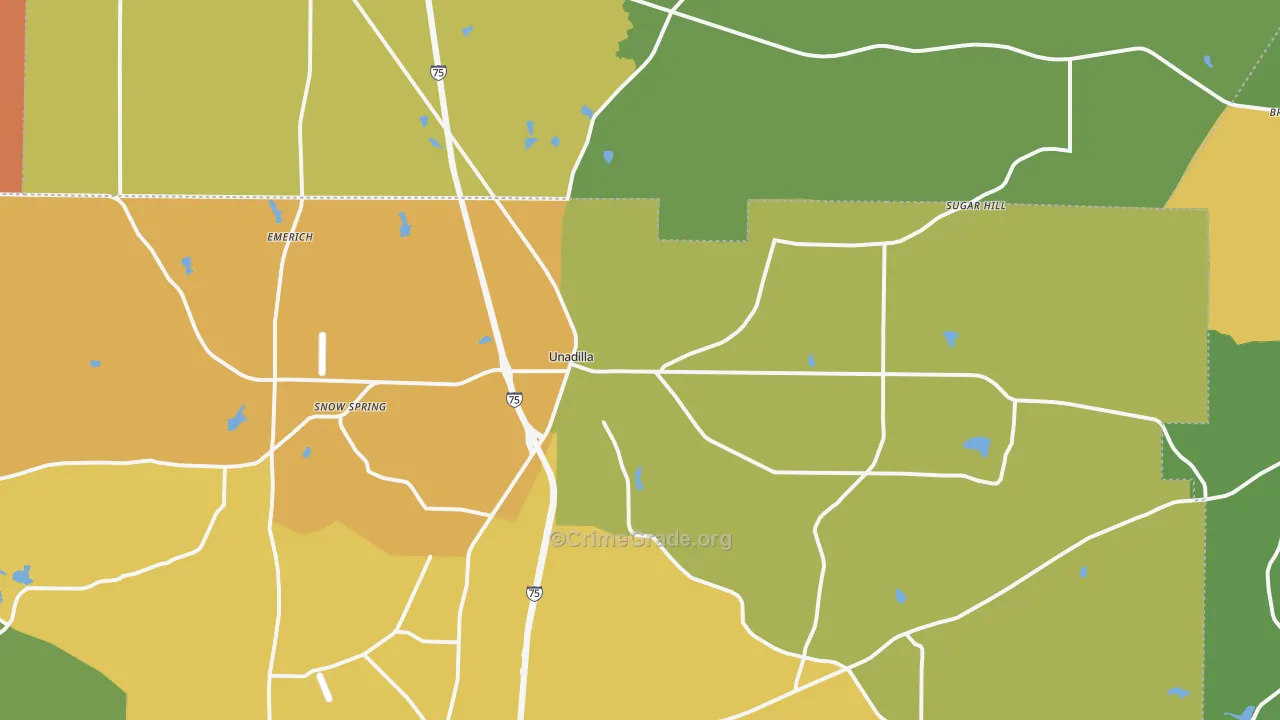 Unadilla, GA Map of Murder Rates