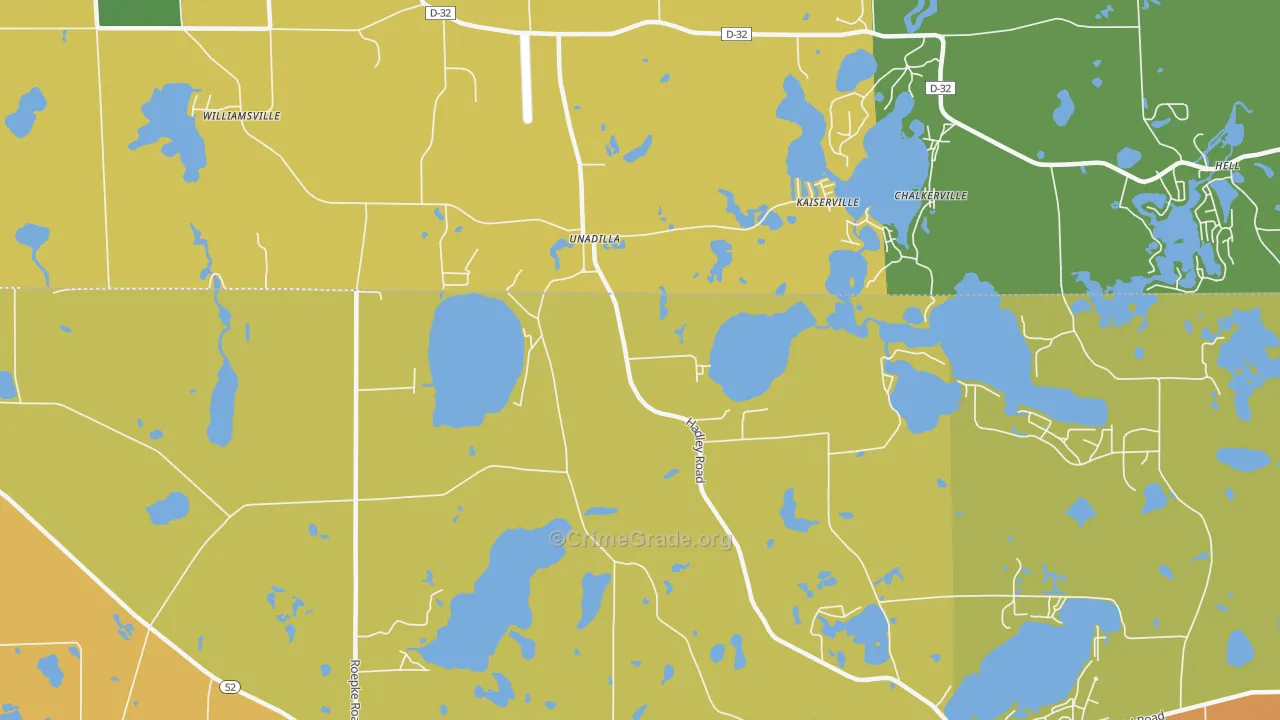 Unadilla, MI Map of Murder Rates