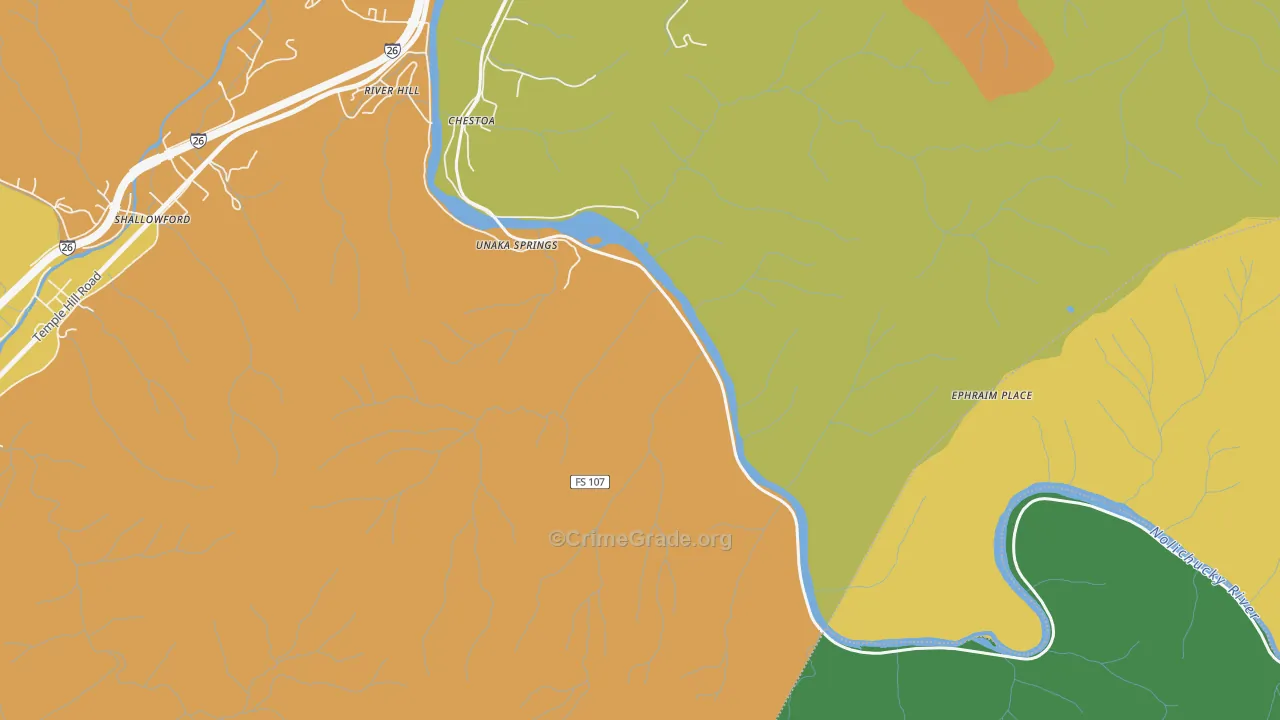 Unaka Springs, TN Map of Murder Rates