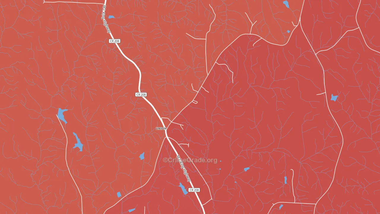 Union, AL Map of Murder Rates