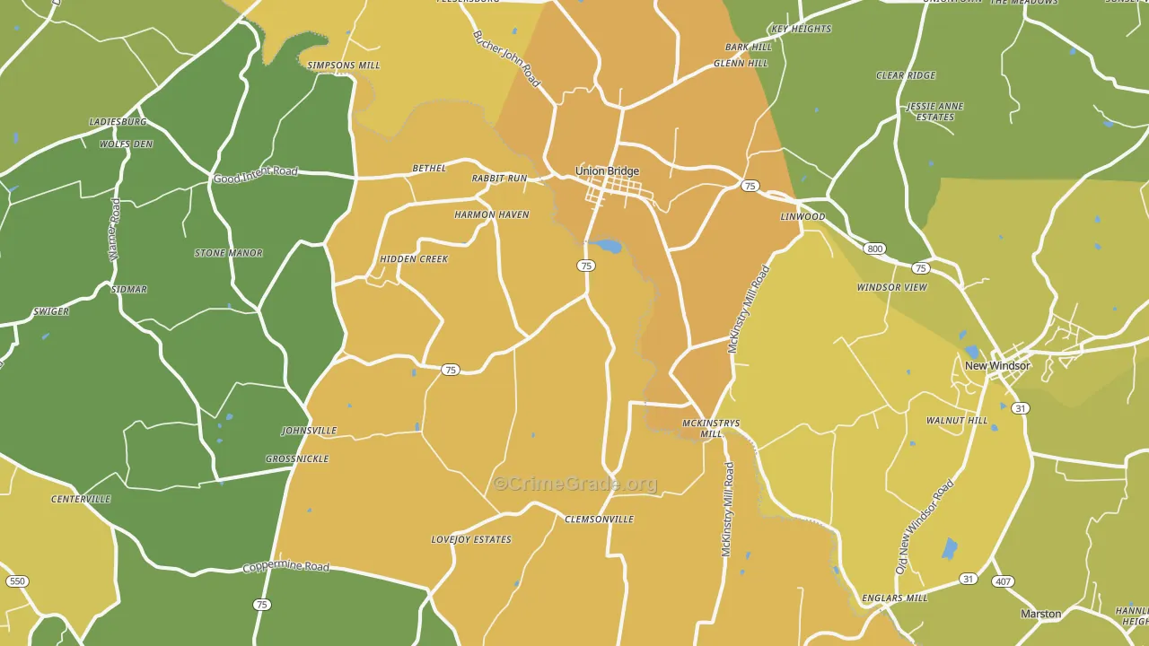 Union Bridge, MD Map of Murder Rates