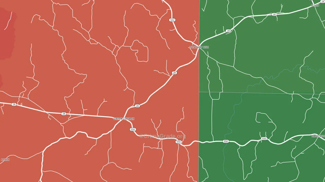 Union Church, MS Map of Murder Rates