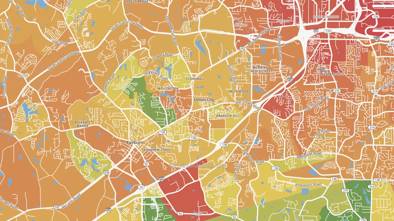 Union City, GA Map of Murder Rates