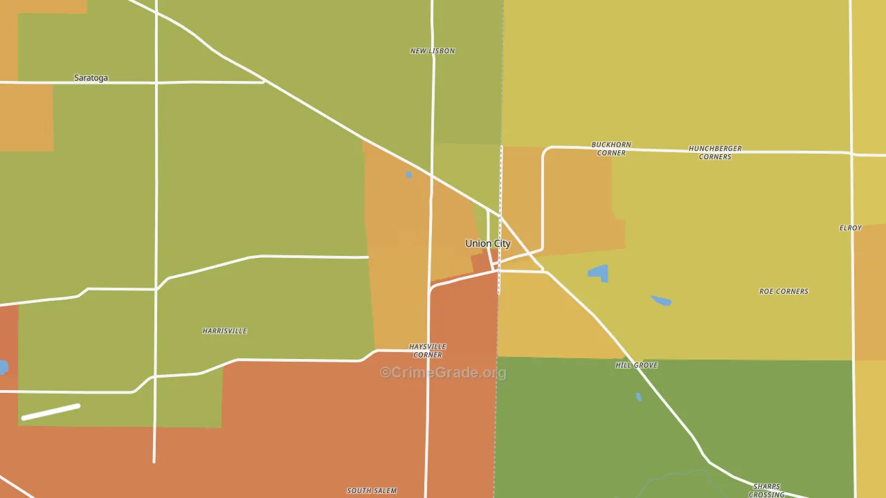 Union City, IN Map of Murder Rates