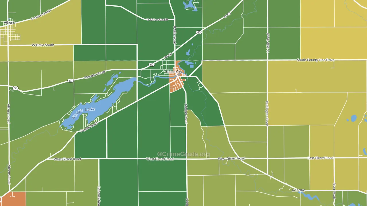 Union City, MI Map of Murder Rates
