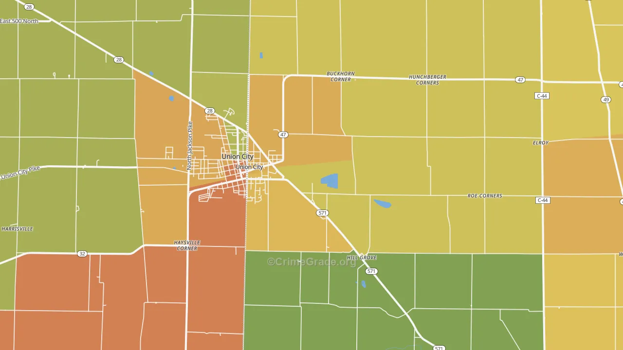 Union City, OH Map of Murder Rates
