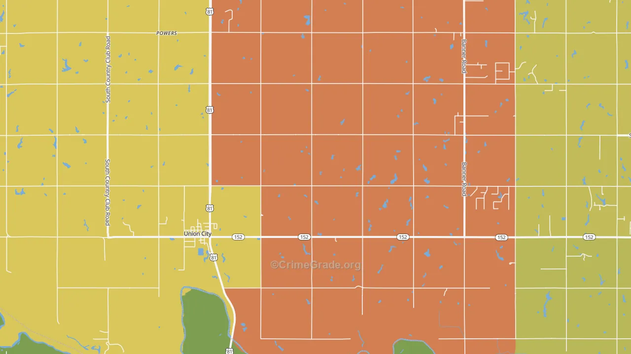 Union City, OK Map of Murder Rates