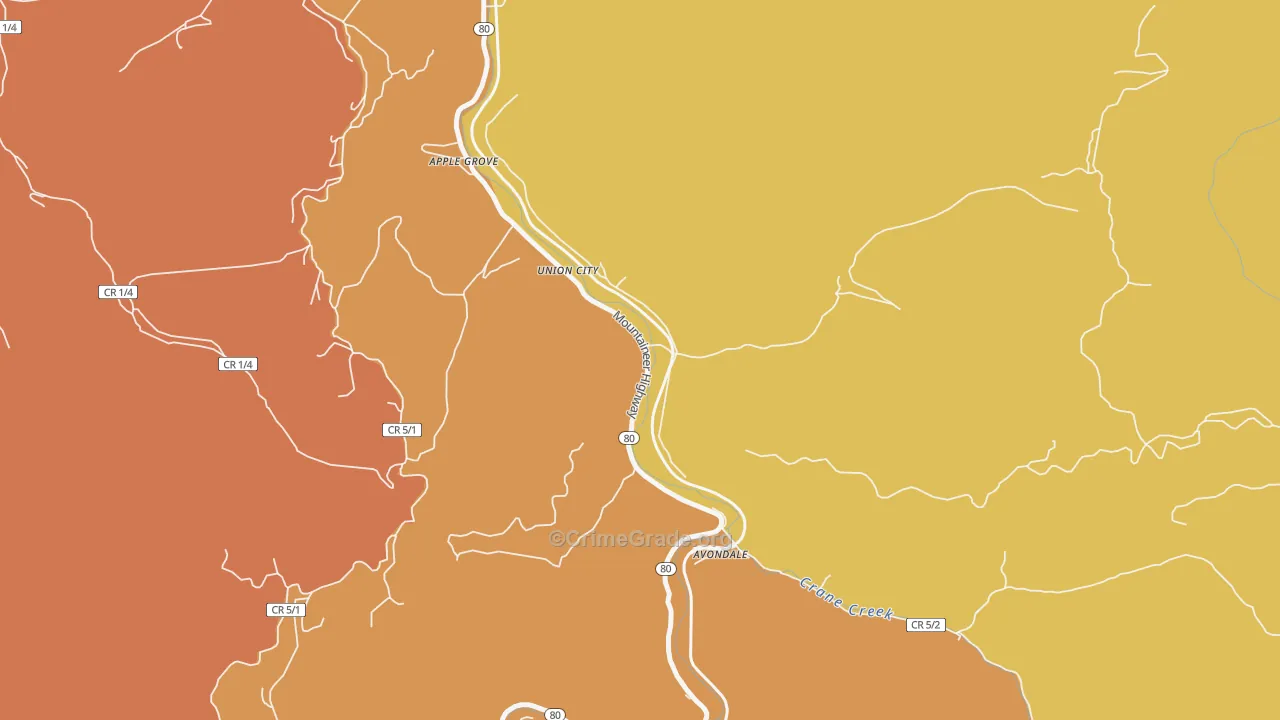 Union City, WV Map of Murder Rates