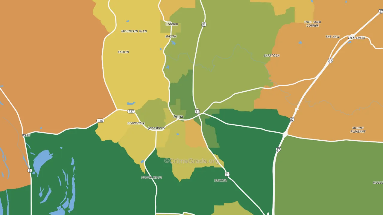 Union County, IL Map of Murder Rates