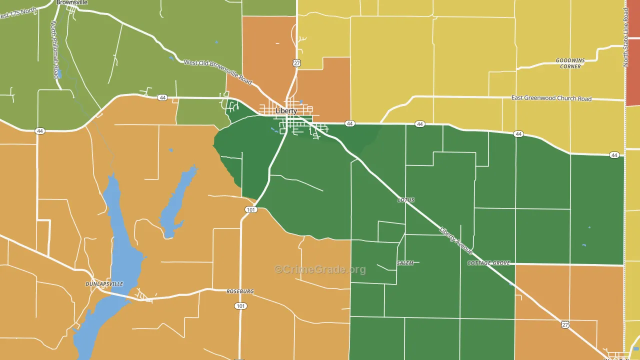 Union County, IN Map of Murder Rates