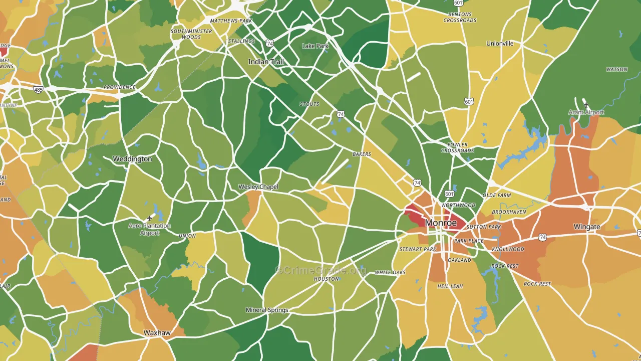 Union County, NC Map of Murder Rates