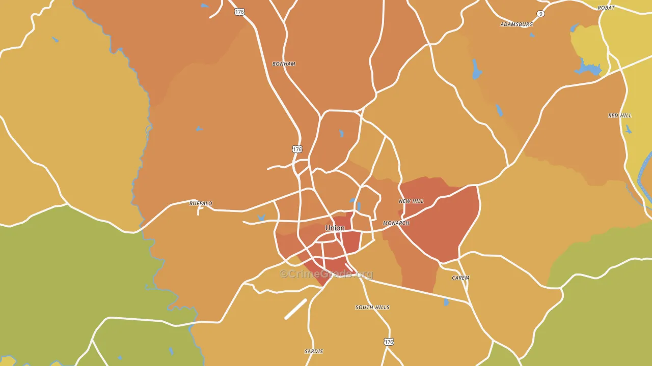 Union County, SC Map of Murder Rates