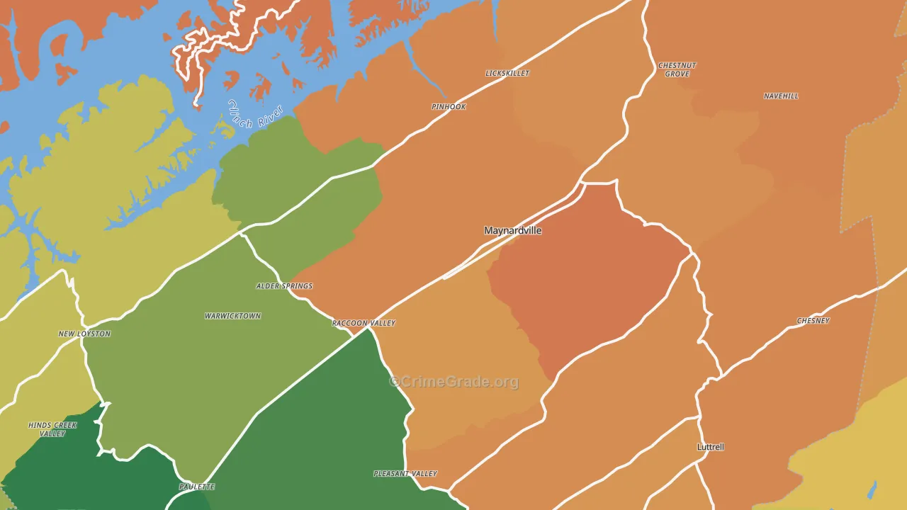 Union County, TN Map of Murder Rates
