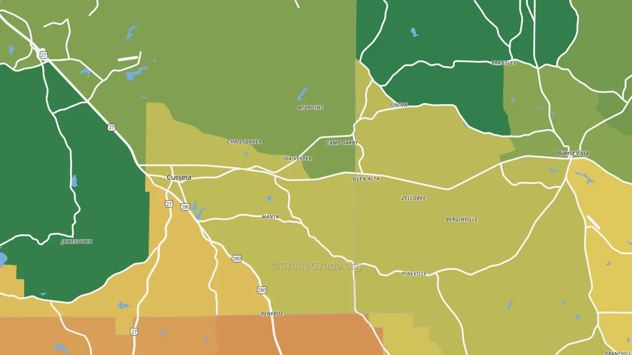 Union, GA Map of Murder Rates