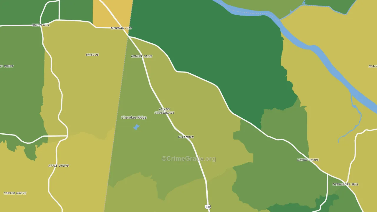 Union Grove, AL Map of Murder Rates